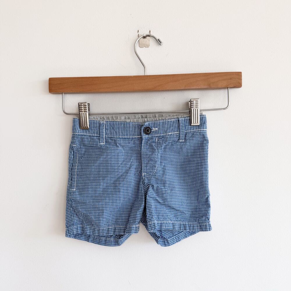 Baby Gap Gingham Pattern Casual Chino Shorts Blue 18-24 M
